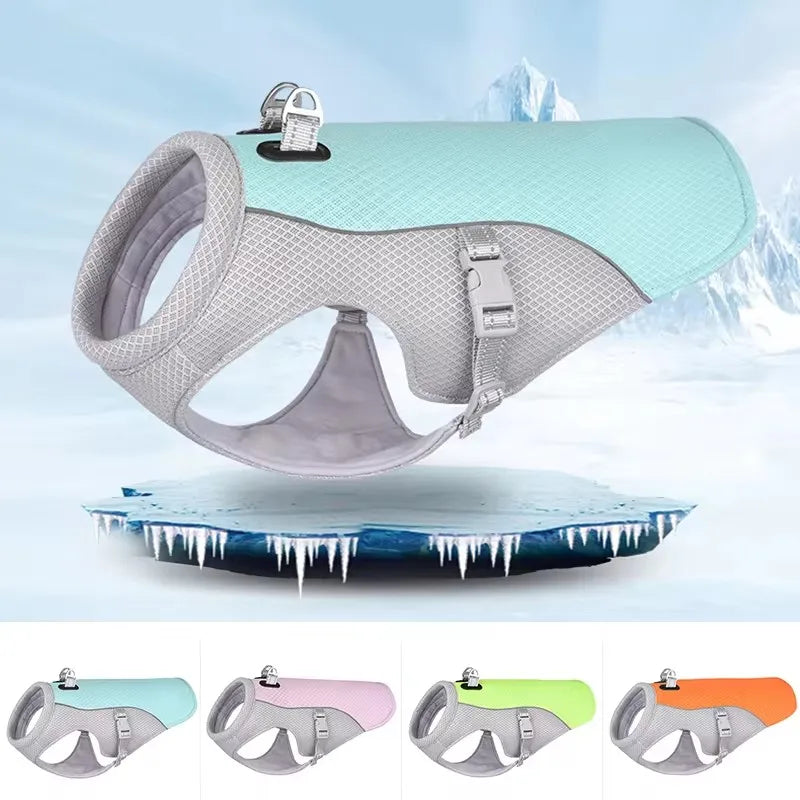 Summer Cooling Vest Harness Reflective Quick Release Hot Pet Clothes Cool Jacket For Small Medium Largr Dog Accessories